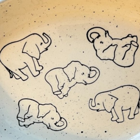 MERITAGE Speckled Elephant Oval Serving Dish Au Gratin Bowl Stoneware 8" x 6" - Picture 4 of 7